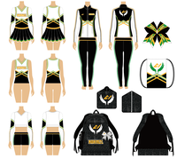 Accessoires de cheerleading : Pompons chauds, nœuds et sac à dos pour l'entraînement de cheerleading, survêtements et uniformes pour filles