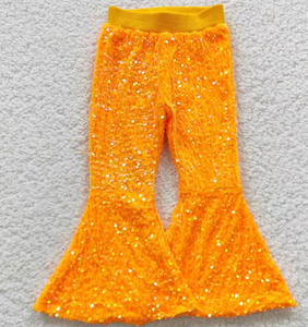 Pantalon de danse évasé scintillant à sequins pour filles, tenue de performance écologique en polyester/coton multicolore, vente en gros - Product Image 6