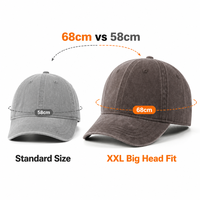 Casquette de baseball XXL personnalisée avec logo, 68 cm, coupe oversize, calotte profonde, 100 % coton sergé velours, couleur café-gris, style Dad Hat pour hommes, vente en gros