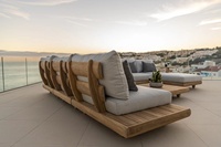 Ensemble de canapés d'extérieur en bois de teck imperméable et résistant à l'eau pour hôtels, jardin, terrasse, hôtel
