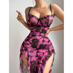 Ensemble Robe de Soirée Sexy Femme 2026 avec Imprimé Papillon, Dentelle et Détails Creux, Bodys en Tissu Tissé et <span class=keywords><strong>Jupe</strong></span> Longue - Product Image 1