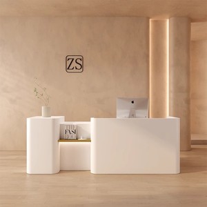 Moderno semplice luce nera scrivania di lusso in legno per ufficio aziendale e negozio di abbigliamento da uomo elegante bancone cassiere - Product Image 1