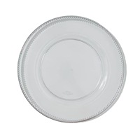 Assiettes de présentation transparentes en plastique argenté à pois perlés pour la décoration de tables de mariage, d'hôtels et de fêtes