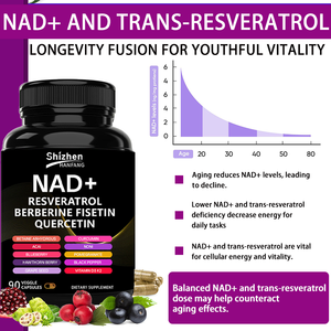 Integratore NAD+ Personalizzabile OEM Certificato GMP con Berberina, Fisetina, <span class=keywords><strong>Quercetina</strong></span> - 90 Capsule - Product Image 4