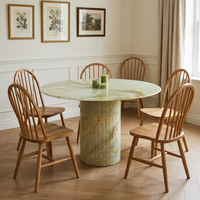 Tostone Élégant Vert Clair Translucide Onyx Pierre Table D'appoint Ronde pour Chambre Salon Maison Western Décoration Intérieure