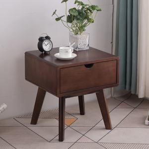 Table de chevet classique en bois naturel de haute qualité, avec un seul tiroir, table de chevet pour chambre à coucher, bois massif - Product Image 2