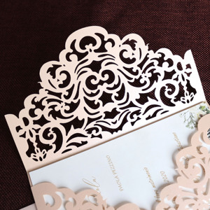 Carte d'invitation de <span class=keywords><strong>mariage</strong></span> <span class=keywords><strong>romantique</strong></span> imprimable, cartes découpe Laser de luxe, rose, 1 pièce - Product Image 5