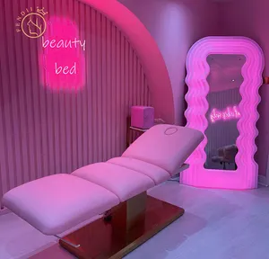 Luxe Schoonheidssalon Meubelapparatuur Roze Goud Gezichtsbed Elektrisch Schoonheidsbed