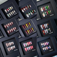 Faux ongles en acrylique de fleur d'amandier 3D de créateur fait à la main, 10 pièces de presse carrée courte de style français, vente en gros de faux ongles