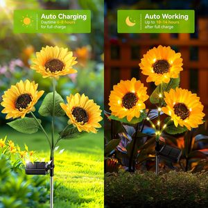 Solar Sunflower <strong>Lights</strong> Garden <strong>Light</strong> <strong>Flowers</strong> Outdoor Waterproof Solar Stake <strong>Lights</strong> for Back Yard Pathway Patio - Product Image 3