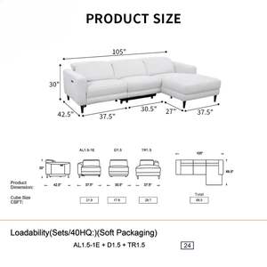 Sofá Modular en Forma de L <span class=keywords><strong>MANWAH</strong></span> de 3 Plazas, Reclinable, Extensible, Plegable, de Metal Moderno y Tela para Apartamento, Hotel, Sala de Estar - Product Image 3