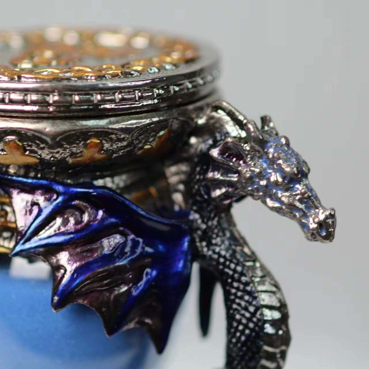 XinZhiRun Gothic Dragon Hourglass 6in 15min, Blue Fantasy Sand Timer Vintage Desk Decor Statue Gift