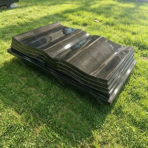 Grande pierre tombale européenne en granit noir, style livre ouvert, moderne, pour cimetière, monuments et prix - Product Image 1