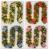 Guirlande de Noël en rotin LED Décoration Artificielle Arbre de Noël Décors de Fête Bande Ornement Couronne Lumière Fleur Bande 2.7M