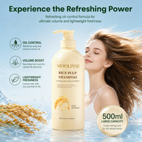 Supports personnalisés OEM ODM RTS – Shampoing et après-shampoing à la pulpe de riz 500 ml – Gel anti-démangeaisons et contrôle du sébum – Kit de soins capillaires pour adultes
