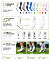 Chaussettes de football antidérapantes personnalisées, absorbant la transpiration, respirantes, en coton tricoté, chaussettes de football personnalisées pour hommes, chaussettes de football à grip