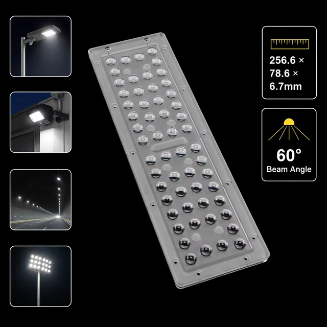60 Degree LED Optical Lens Array PC High Impact UV-Resistant 93% Transmittance Lens for Street Light Tunnel Light