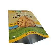 कस्टम खाद्य ग्रेड क्राफ्ट पेपर तीन पक्ष सील ज़िप ताला एल्यूमीनियम पन्नी काबुली चने का चिप्स पैकेजिंग बैग