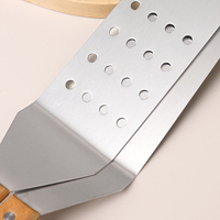 Ensemble de spatules en acier inoxydable avec manche en bois, lame épaissie, ustensiles de cuisson pour barbecue, crêpière, galettes de bœuf haché