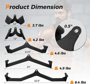 Accesorios para Máquinas de Gimnasio: Juego de 5 Piezas para Poleas LAT, Barra en T, Barra en V, Accesorios para Cables de Polea, Agarraderas para Bíceps y Tríceps - Product Image 2