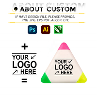 Spidol Highlighter Segitiga Fluoresen Normal dengan LOGO Custom, Alat Tulis Kantor untuk Promosi & Hadiah, Tulisan Dua Sisi, Bentuk Pipih