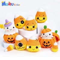 Poupée en crochet mignonne et effrayante en forme de maïs sucré, faite à la main, décoration d'Halloween, figurines Amigurumi en coton laitier, cadeau personnalisé pour les fêtes