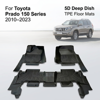 Tapis de sol durables pour Toyota Prado Série 150 2010-2023, tapis de voiture 5D à rebord profond en TPE, protection intérieure automobile, coussinets de protection pour les pieds