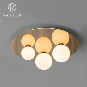 Alabaster Ceiling Lamp Brass <b>LED</b> AC Modern Luxury Flush <b>Mount</b> 3-<b>Light</b> Bedroom Living Room Hotel Custom - Product Image 1