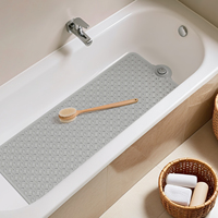 Tapis de bain antidérapant OTHWAY pour baignoire, tapis long pour baignoire avec attrape-cheveux, grands trous de drainage, tapis de douche pour l'intérieur de la douche, lavable en machine, gris