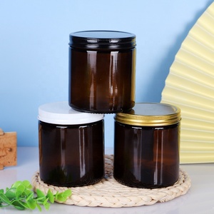Bougies droites et personnalisées, 4oz, 8oz, 16oz, avec couvercle noir, en <span class=keywords><strong>verre</strong></span> ambre foncé, pour la fabrication de bijoux, vente en gros, pièces - Product Image 5
