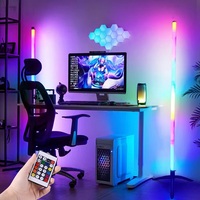 Lámpara de Pie Esquinera LED Moderna con Control por Aplicación, Sincronización Musical, Multicolor, Cuerpo de PVC, Control Remoto, para Dormitorio