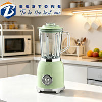 Mixeur Électrique Multifonctionnel BESTONE Rétro en Verre 1,5 L, 3 Vitesses, pour Broyer la Glace, Modèle de Comptoir OEM ODM