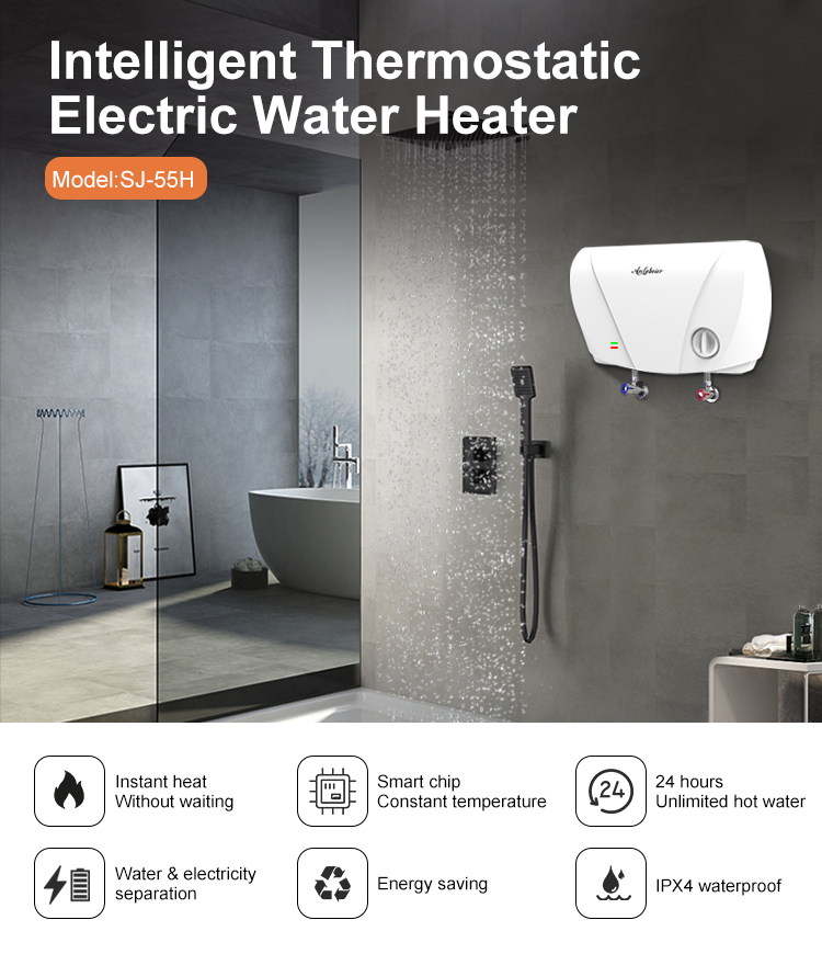 Factory price small size 5500W horizontal temperature control instant electric water heater