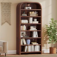 Étagère en bois haute et cintrée avec présentoir et plateforme, multi-usages, pour rangement et plantes