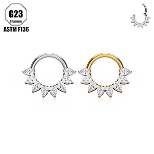 <span class=keywords><strong>Aro</strong></span> de Nariz Cerrado de Titanio con Circonita Cúbica, Simple y Elegante, ASTM F136, Anillo de Pezón de Lujo para Mujeres y Niñas, Joyería para <span class=keywords><strong>Piercing</strong></span> Corporal - Product Image 1