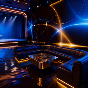 Papel Tapiz Abstracto con Reflejo de Agua <span class=keywords><strong>Azul</strong></span> Neón y Dorado, Arte Moderno y Futurista, Decoración de Pared Impermeable - Product Image 2