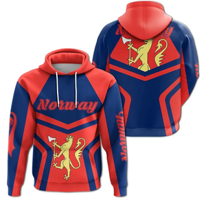 Sudadera con Capucha Extra Grande Unisex con la Bandera de Noruega, Sudadera con Estampado Personalizado, Chaqueta 100% Poliéster para Verano - Product Image 2