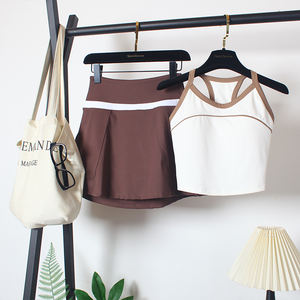 DCK-983 Neue Modelle Verstellbares Sport-Top Crop-Top Hochwertige Übergröße Damen-Röcke Yoga-Gym 2-teiliges Set Tennis-Kleidung - Product Image 3