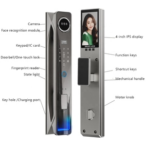 מנעול דלת חכם ביומטרי דיגיטלי ללא מפתח, מסגסוגת אבץ, עם זיהוי פנים תלת-ממדי, מבוסס ענן, תואם טויה, לבית - Product Image 6