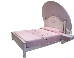 เตียงเด็กแบบใหม่ทันสมัย โครงไม้หุ้มเบาะสีชมพู เฟอร์นิเจอร์ห้องนอนสไตล์นุ่มนวล สำหรับเด็กหญิงและเด็กชาย ขายส่ง - Product Image 2