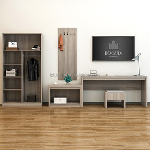 Low Cost Hotel <b>Bed</b> Customize Queen King Size Solid Wood <b>Platform</b> <b>Bed</b> <b>Frame</b> with Nightstands &Fabric Upholstered Headboard - Product Image 6