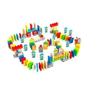 Venta al por mayor colorido niños Castillo de madera bloque de dominó