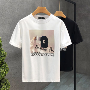 Camiseta de Verano de la marca Mensummersense, tela de terciopelo de manga corta con gofres, diseño americano moderno, combinación fácil para estampado de estilo Formal - Product Image 6