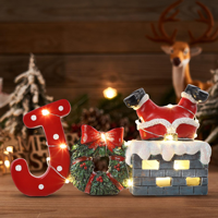 Nouvel Ornement de Cheminée Père Noël en Résine 2026 avec Lumières LED pour Décorations de Noël Festives à Domicile, Hôtel, Bureau et Arbre de Noël