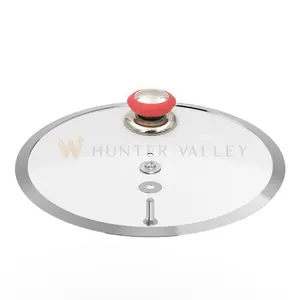 Hunter Valley Top Fashion Stamping and silicone knob with glass cover knob handle/lid cover handle/tempered glass lid