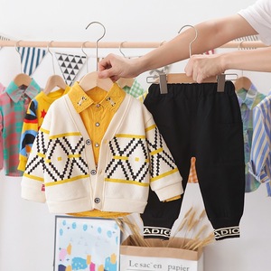 Nuevo Conjunto de Ropa Infantil de Verano, 3 Piezas, Estilo Casual, Chaqueta de Manga Larga + Camisa + Pantalones, Poliéster/Algodón - Product Image 1