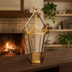 Tapered <b>Gold</b> Metal Handmade Decorative <b>Lantern</b> for Home Decoration and Candle Use - Product Image 2