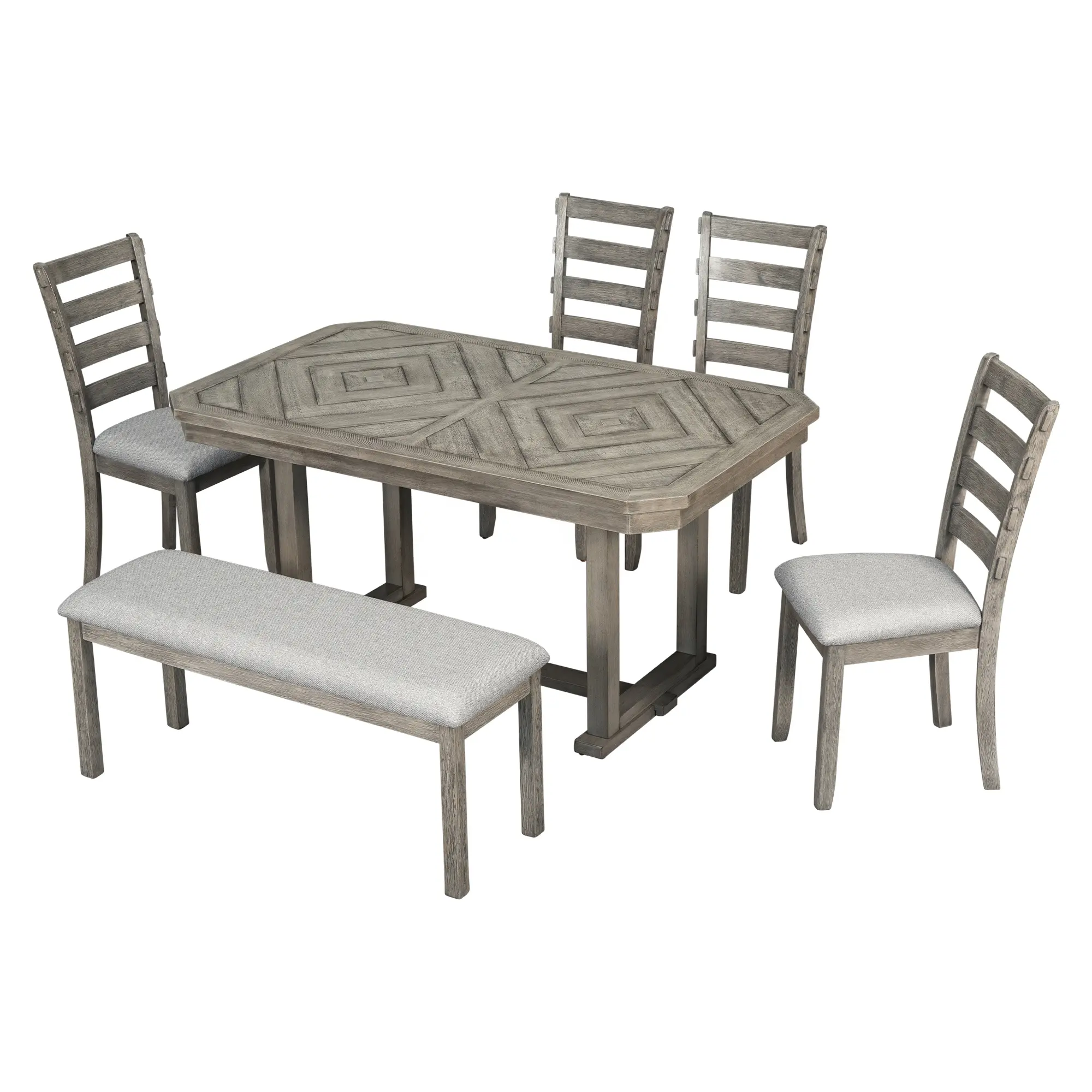 Tavolo da pranzo in legno 6 pezzi mobili per la casa spedizione gratuita in gomma ovale marmo moderno solido grigio 1 Set tavolo da pranzo con panca