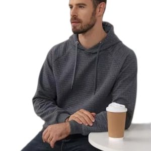 Sweat-shirt à capuche décontracté pour homme Pull matelassé à manches longues avec poches légères et chaudes 100% coton imprimé teint uni - Product Image 3