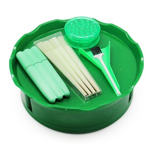 Kit Moderno 6-<span class=keywords><strong>in</strong></span>-1 <span class=keywords><strong>in</strong></span> <span class=keywords><strong>Plastica</strong></span> per Fumatori: Contenitore a Forma di Fiore, Grinder, Imbuto, Coni e Vassoio per Tabacco - Product Image 2